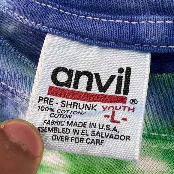 Vintage Anvil Youth Tie Dye Wolf Creek Long Sleeve Wildcats 2000's T-Shirt L - Picture 7 of 10